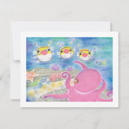 Octopus Porcupinefish Music Any Occasion Flat Card Bedankkaart
