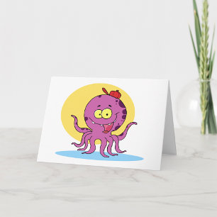 Octopus Portant Une Carte De Voeux Casquette Ball