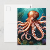 Octopus Portret Oceaan Briefkaart (Voorkant / Achterkant)