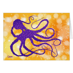 Octopus pourpre - Carte d'art 7 po x 5 po