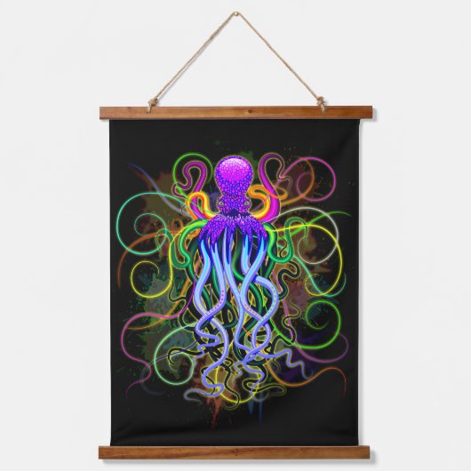 Octopus Psychedelic Luminescence Hangend Wandkleed (Voorkant)