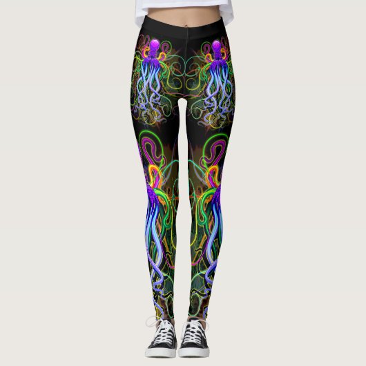 Octopus Psychedelic Luminescence Leggings (Voorkant)