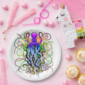 Octopus Psychedelic Luminescence Papieren Bordje (Feest)