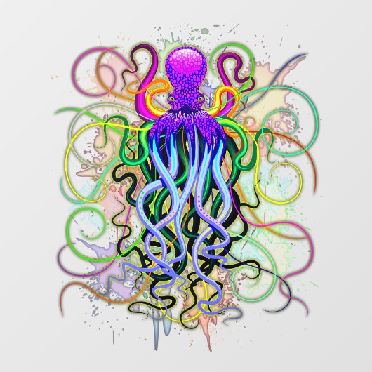 Octopus Psychedelic Luminescence Raamsticker (Vel)
