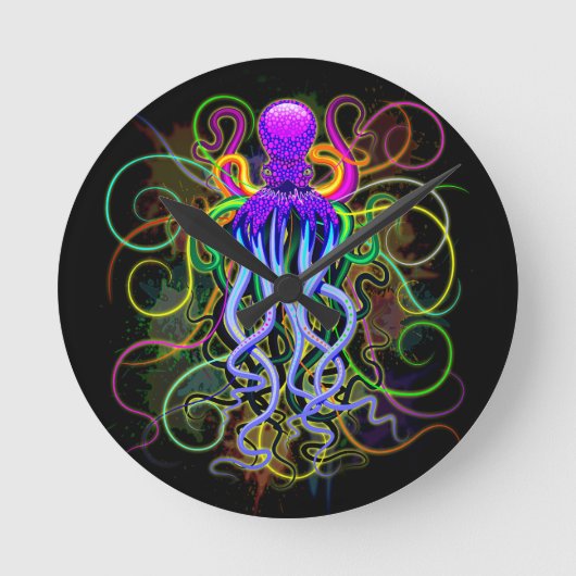 Octopus Psychedelic Luminescence Ronde Klok (Voorkant)