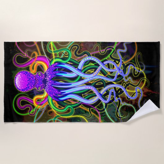 Octopus Psychedelic Luminescence Strandlaken (Voorkant)