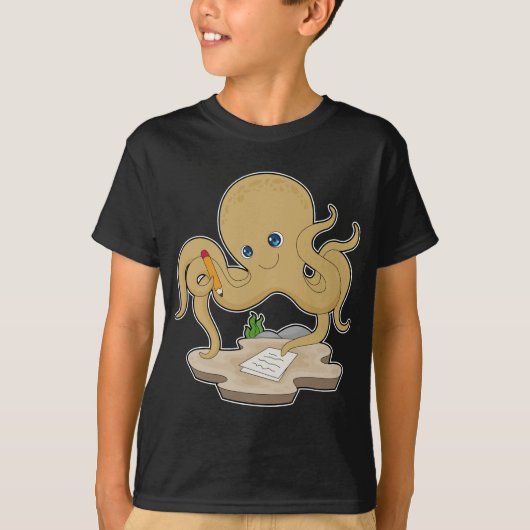 Octopus Pupil Pencil Paper T-shirt (Voorkant)