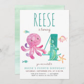 Octopus quatrième invitation anniversaire (Devant / Derrière)