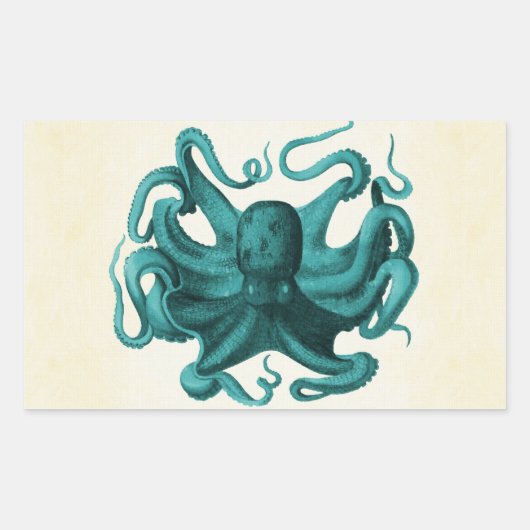  octopus rechthoekige sticker (Voorkant)