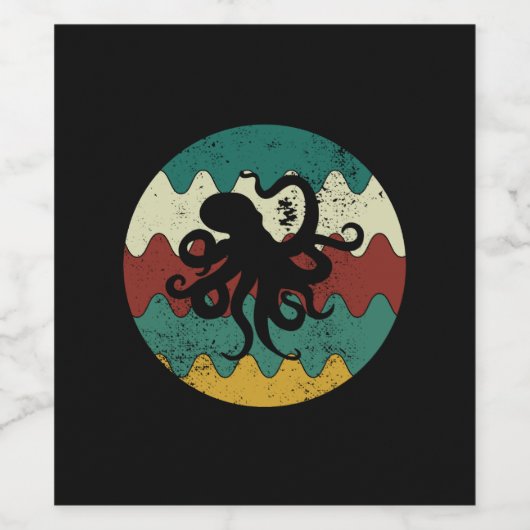 Octopus Retro Wijn Etiket (Enkel label)