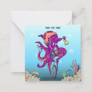 Octopus Rijden op een eenwieler Notitiekaartje