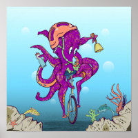 Octopus Rijden op een eenwieler