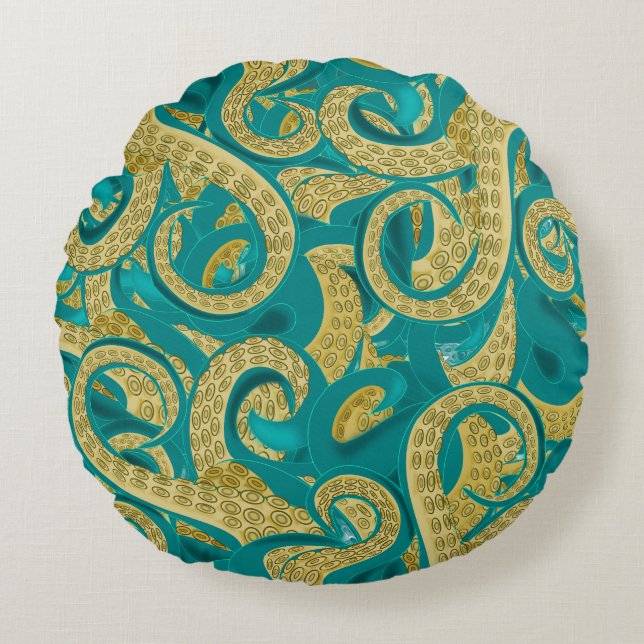 Octopus rond kussen (Voorkant)