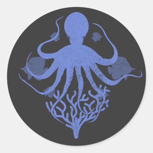 Octopus Ronde Sticker (Voorkant)