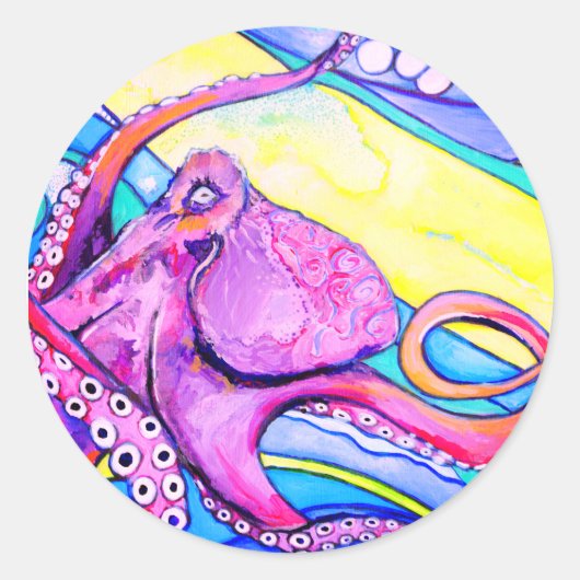 Octopus Ronde Sticker (Voorkant)