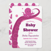 Octopus rose | Invitation Baby shower (Devant / Derrière)