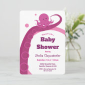 Octopus rose | Invitation Baby shower (Debout devant)