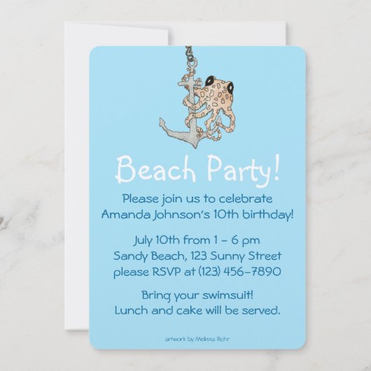 Octopus & Sandcastle Birthday Invitation (Dos)
