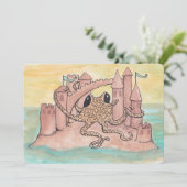 Octopus & Sandcastle Birthday Invitation (Debout devant)