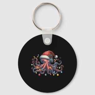 Octopus Santa Christmas Lights Ocean Octopus Anima Sleutelhanger