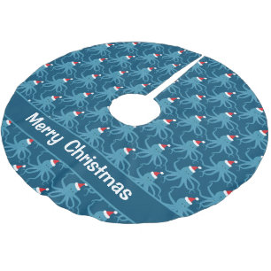 Octopus Santa Hat Blue Kerstmis Kerstboom Rok