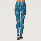 Octopus Santa Hat Blue Kerstmis Leggings (Achterkant)