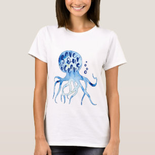 Octopus Save Our Oceans Calligraphy Waterverf Art T-shirt