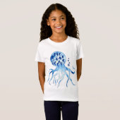 Octopus Save Our Oceans Calligraphy Waterverf Art T-shirt (Voorkant volledig)