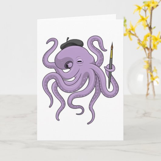 Octopus Schilder penseel Kaart (Gele Bloem)