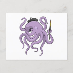 Octopus Schilder Verfkwast Briefkaart