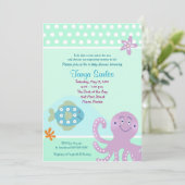 Octopus Sealife Ocean 5x7 Baby shower Uitnodiging (Staand voorkant)