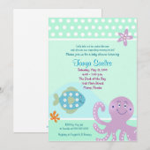 Octopus Sealife Ocean 5x7 Baby shower Uitnodiging (Voorkant / Achterkant)