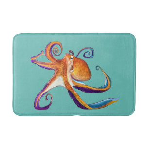 Octopus sealife waterverf kunst badmat