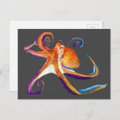 Octopus sealife waterverf kunst briefkaart (Voorkant / Achterkant)