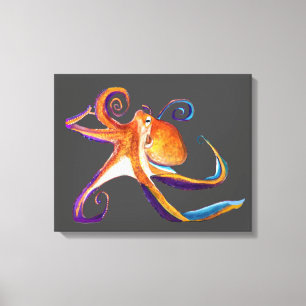 Octopus sealife waterverf kunst canvas afdruk