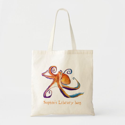 Octopus sealife waterverf kunst tote bag (Voorkant)