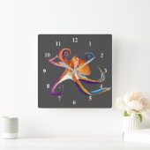 Octopus sealife waterverf kunst vierkante klok (Huis)