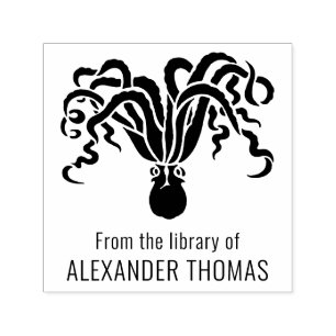 Octopus Silhouet Zee #2 Bibliotheek Boeknaam Zelfinktende Stempel