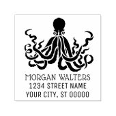 Octopus Silhouet Zee Levensnaam Retouradres Zelfinktende Stempel (Design)