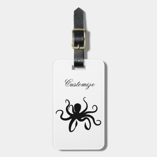 Octopus Silhouette Thunder_Cove Bagagelabel (Voorkant verticaal)