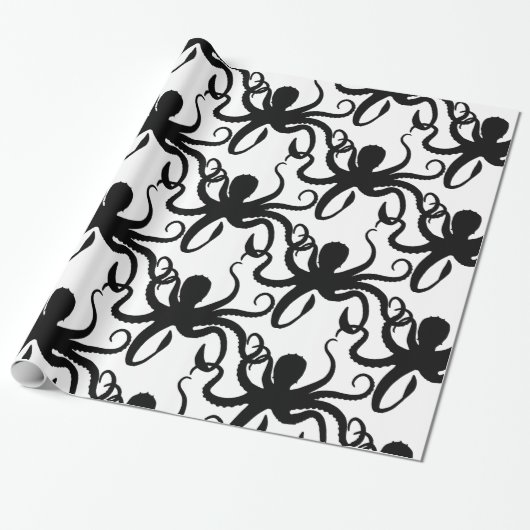 Octopus Silhouette Thunder_Cove Classic Cadeaupapier (Uitgerold)