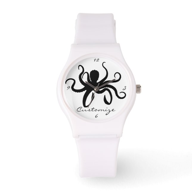 Octopus Silhouette Thunder_Cove Classic Horloge (Voorkant)