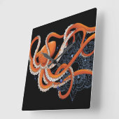 Octopus Sinaasappel Mandal Blue Vierkante Klok (Hoek)