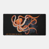 Octopus Sinaasappel Mandala Blauw Bureaumat (Voorkant)