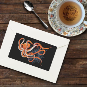 Octopus Sinaasappel Mandala Blauw Rechthoekige Sticker