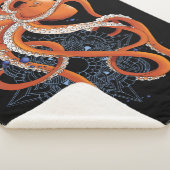 Octopus Sinaasappel Mandala Blauw Sherpa Deken (3/4)