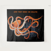 Octopus Sinaasappel Mandala Blauw Wandkleed (Voorkant (horizontaal))