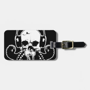 Octopus Skull DJ met hoofdtelefoon Gothic Art Bagagelabel