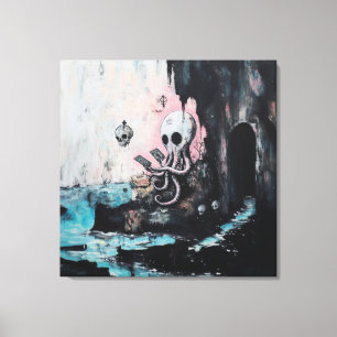 Octopus Skull Tarot Oracle Kaarten Witchy AI Art Canvas Afdruk