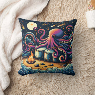 Octopus speelt drums bij het kampvuur onder de ste kussen